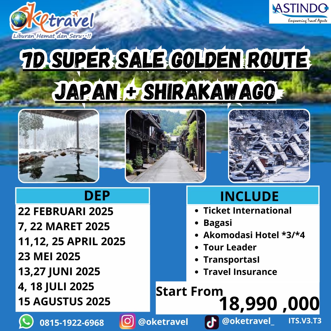 SUPER SALE JAPAN GOLDEN ROUTE | dep FEB - Agu | BY MH  