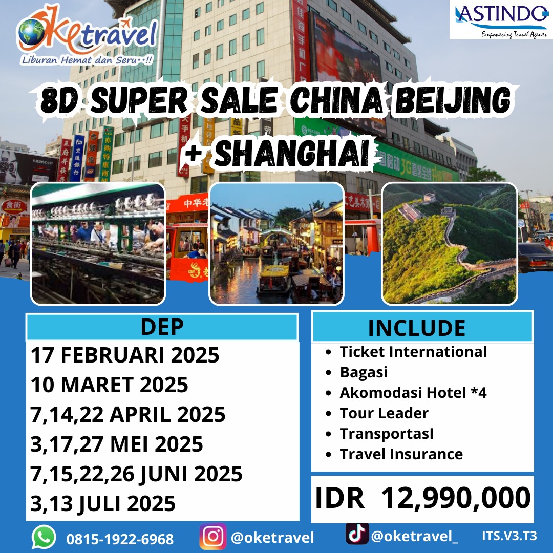 8D SUPER SALE CHINA BEIJING-SHANGHAI | dep feb - jul | BY MH 