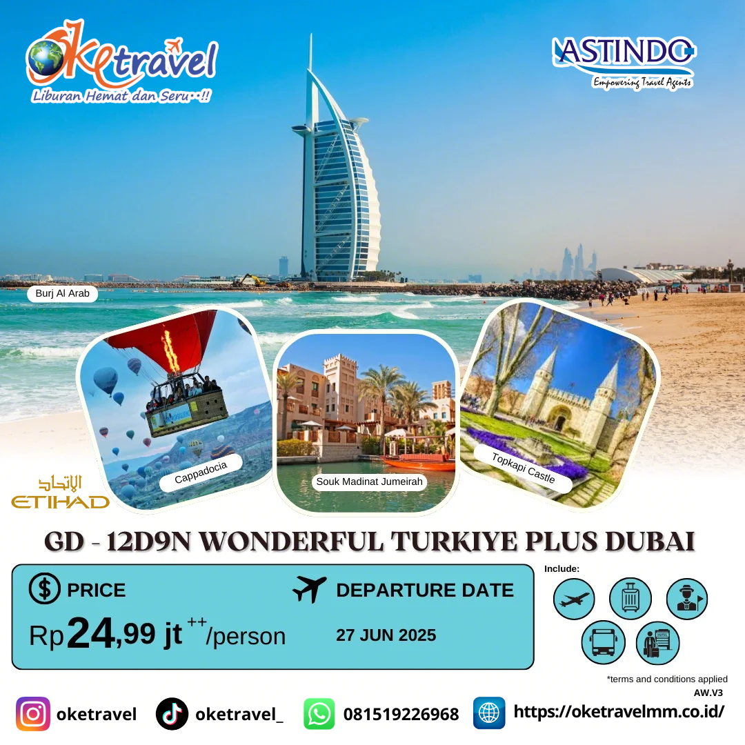 12D9N WONDERFUL TURKIYE PLUS DUBAI | DEP 27 JUN | by EY