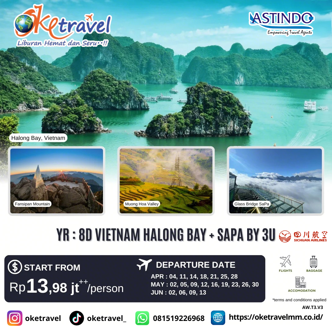 8D VIETNAM HALONG BAY + SAPA | DEP APR - JUN | BY 3U 
