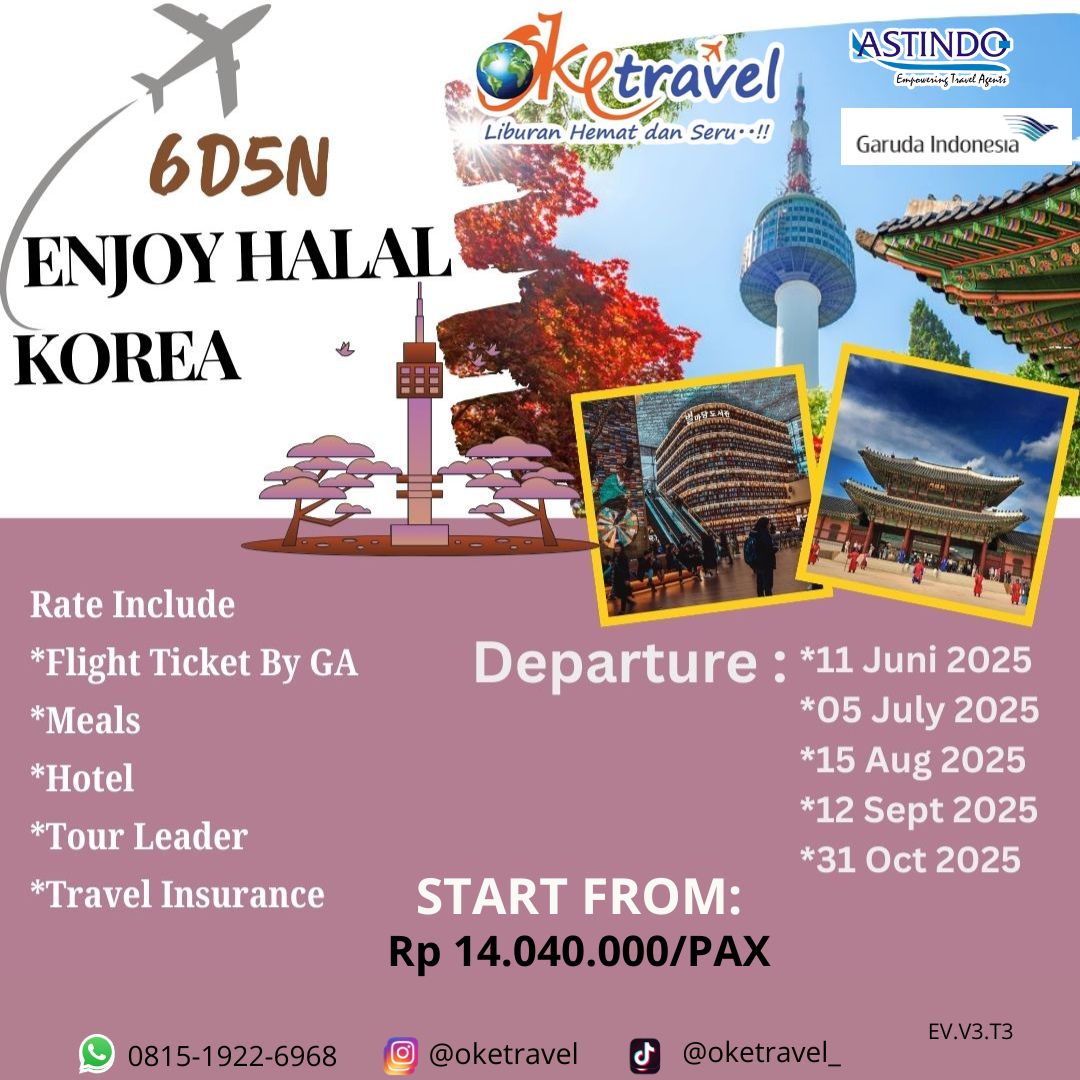 6D ENJOY HALAL TOUR KOREA | 11 JUN 2025  - 31 OCT 2025  | by Garuda Indonesia 