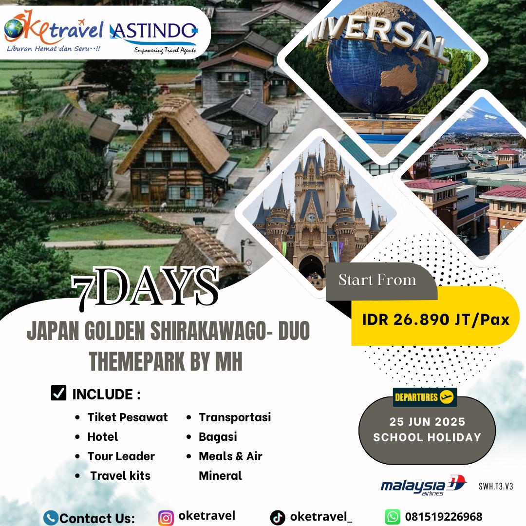 7D JAPAN GOLDEN SHIRAKAWAGO DUO THEMEPARK | DEP 25 JUN | BY MH