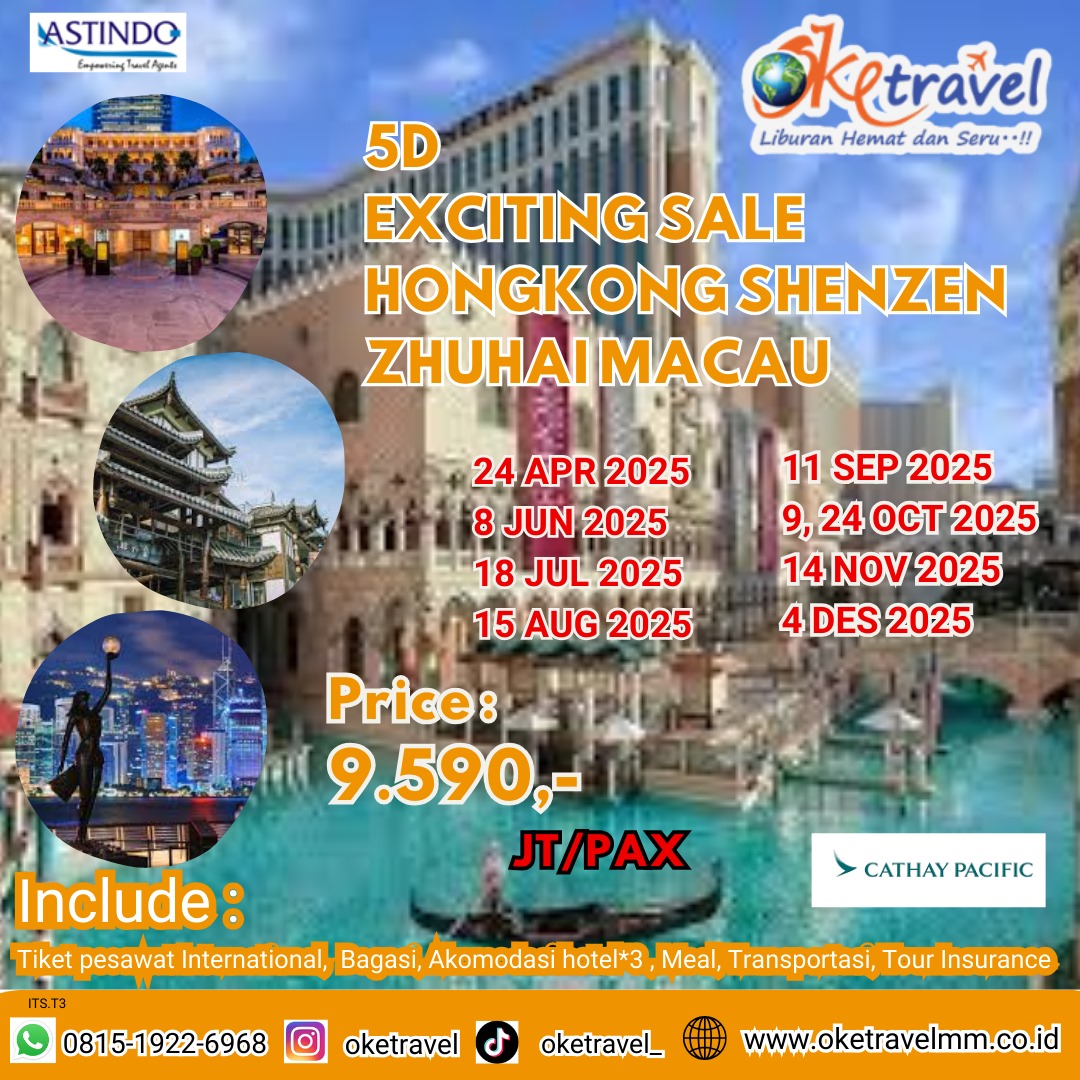 5D EXCITING SALE HONGKONG SHENZEN ZHUHAI MACAU BY GA CX 2025