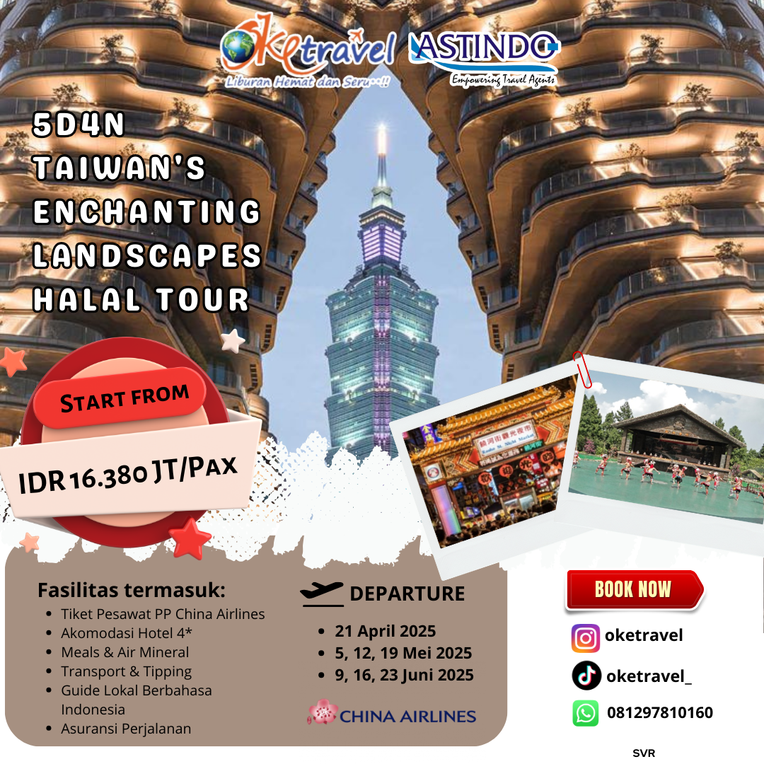 5D4N Taiwans Enchanting Landscapes - Halal Tour