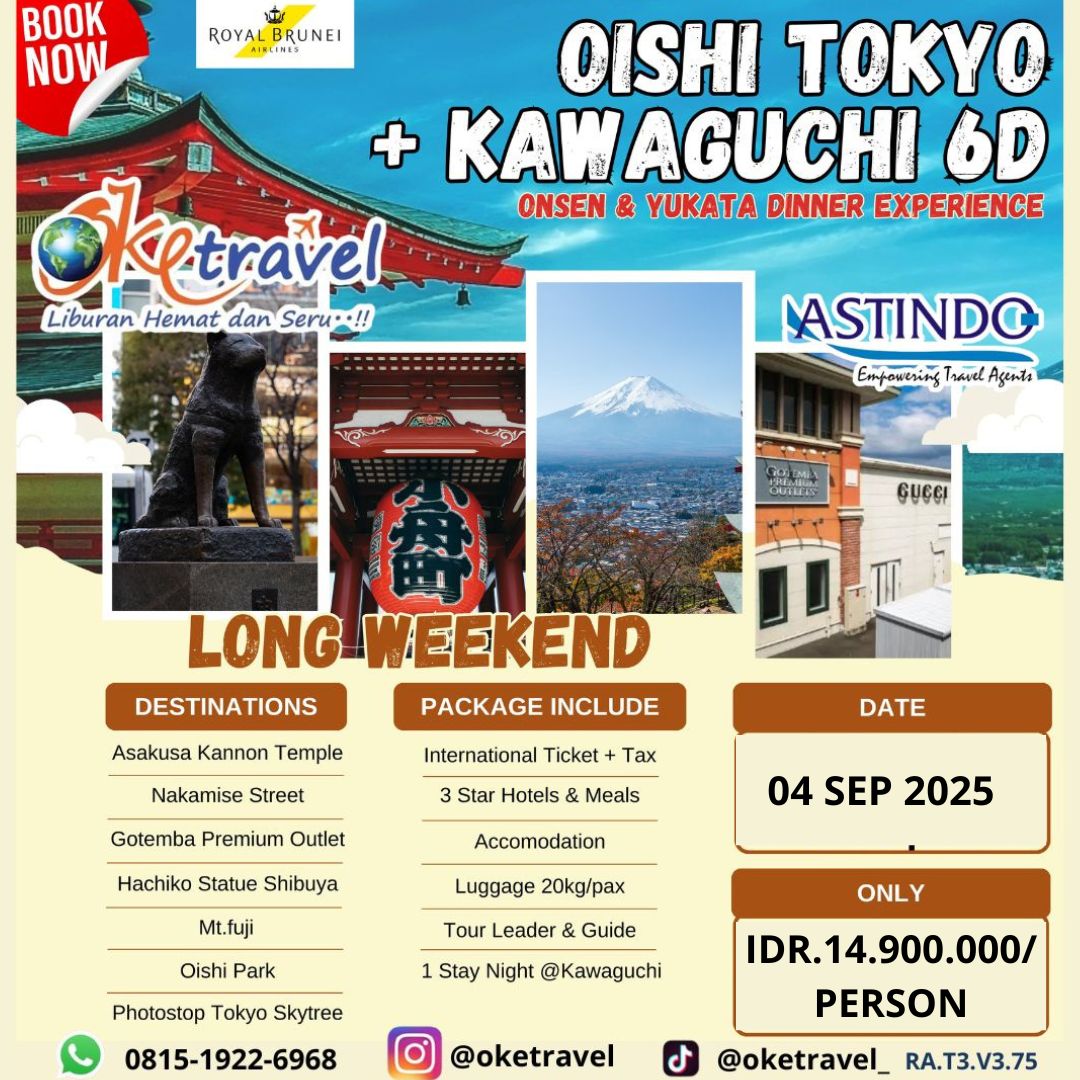 SUPERSALE ~ LONG WEEKEND OISHI TOKYO + KAWAGUCHI 6D | 04 SEP 2025 | BY ROYAL BRUNEI