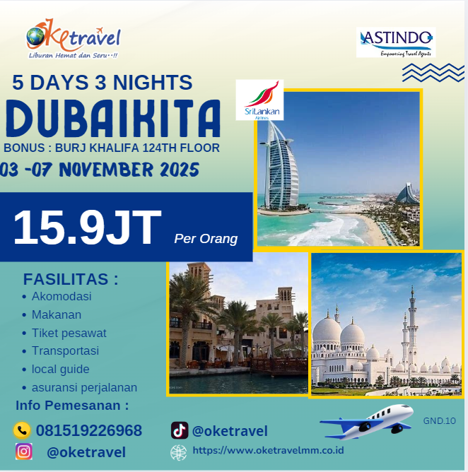 DUBAIKITA 5 DAYS 3 NIGHTS  03 – 07 NOVEMBER 2025 BY SRILANKAN AIRLINES 