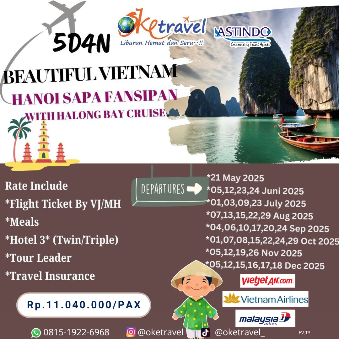 5D BEUTIFUL VIETNAM  HANOI SAPA FANSIPAN  WITH HALONG BAY CRUISE | 1 MEI - 18 DESEMBER 2025