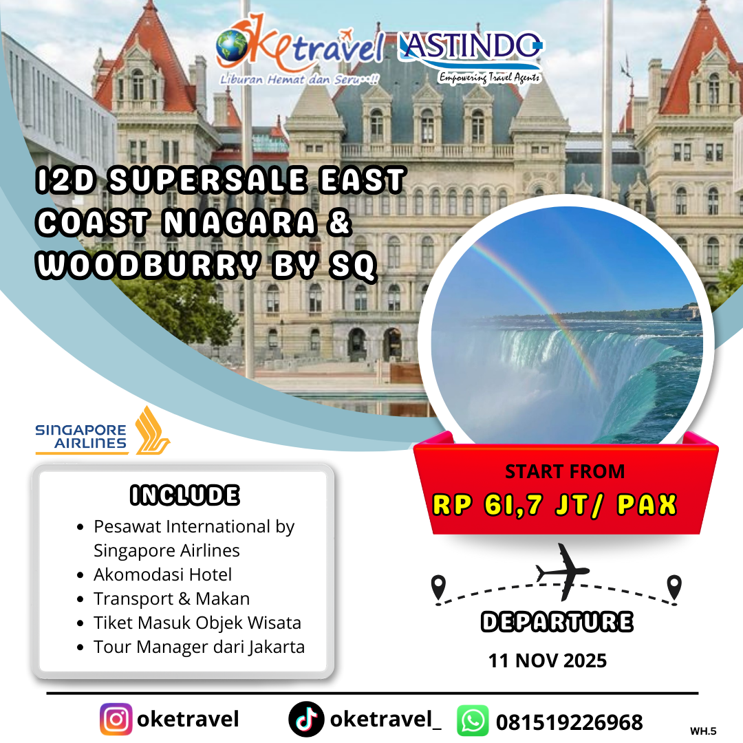 12D SUPERSALE EAST COAST NIAGARA & WOODBURRY By SQ