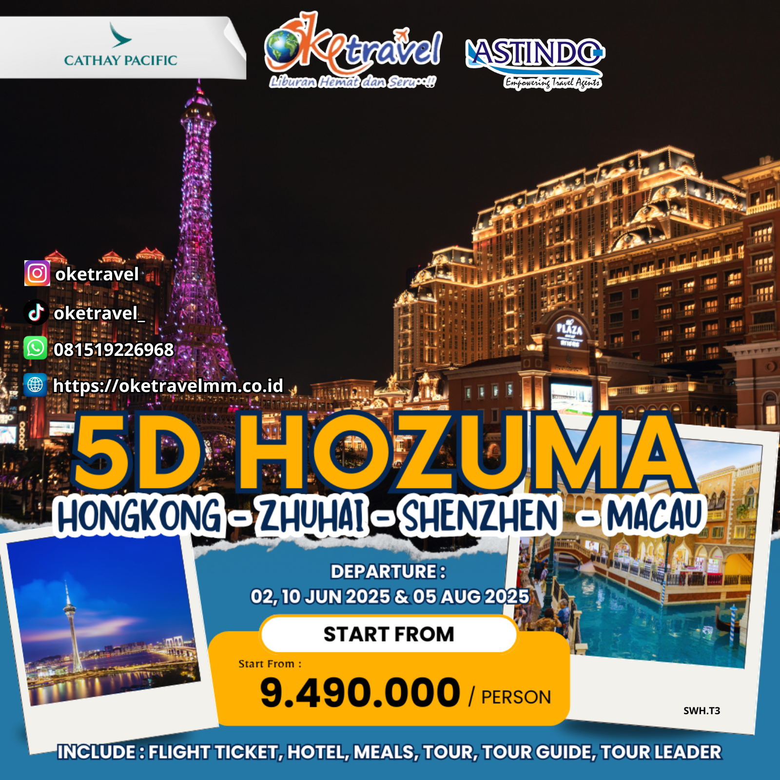 5D4N SHOCKING SALE HONGKONG SHENZHEN MACAU ZHUHAI | DEP JUN: 02, 10 AUG: 05 | BY CX 