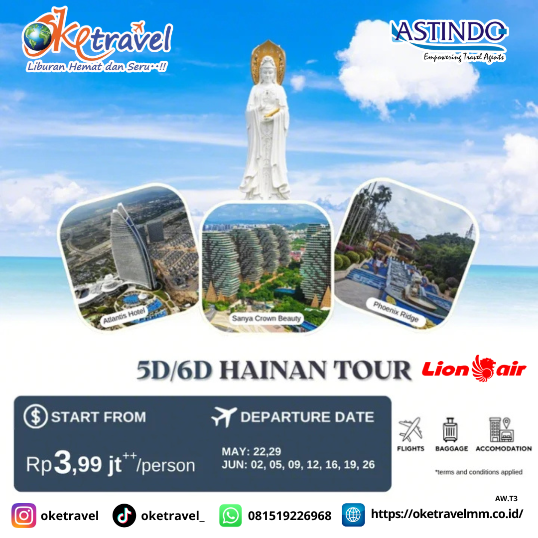 6D4N JOYFUL HAINAN HAIHUA ISLAND | DEP MAY - JUN | By JT