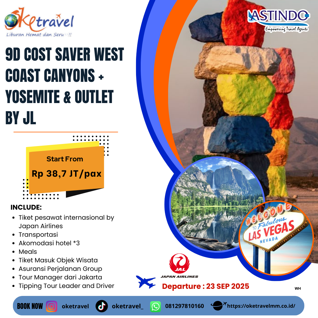 9D COST SAVER WEST COAST CANYONS + YOSEMITE & OUTLET BY JL