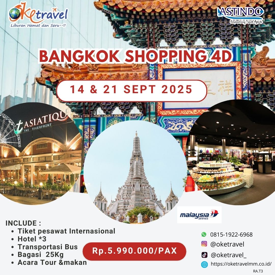 BANGKOK SHOPPING 4D Departure | 14 & 21 SEPT 2025 | by malaysia airlines