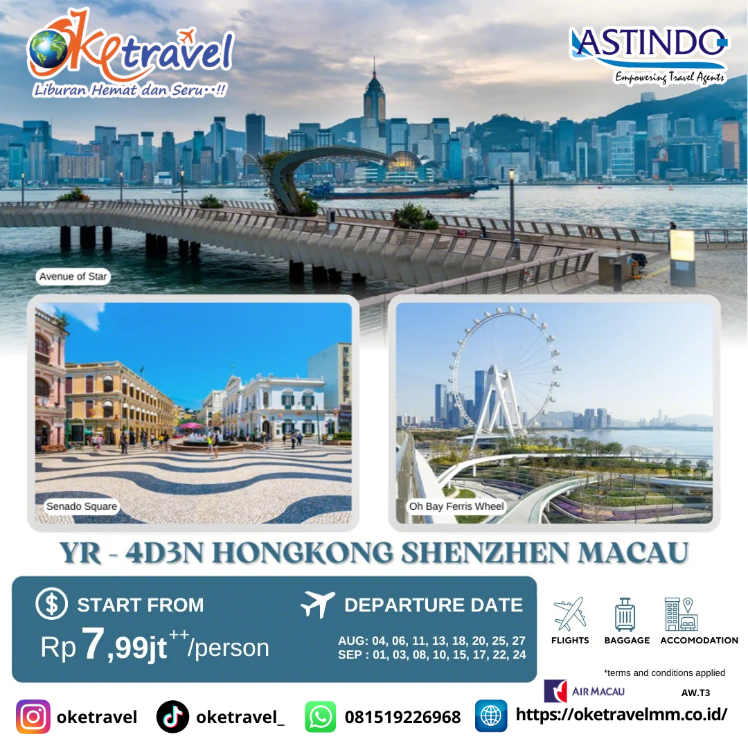 4D3N HONGKONG SHENZHEN MACAU | DEP AUG - SEP | BY AIR MACAU