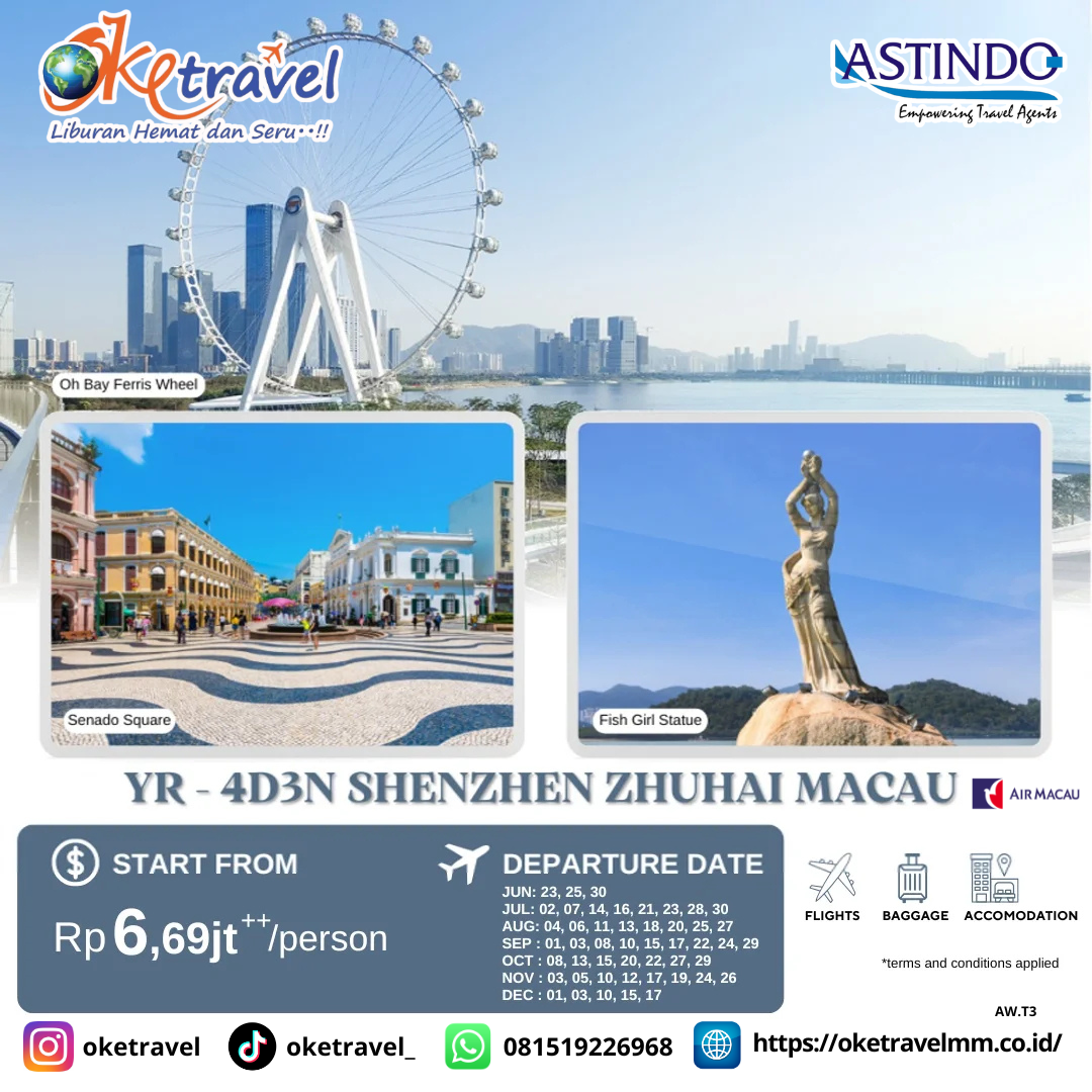 4D3N SHENZHEN ZHUHAI MACAU | DEP JUN - JUL | BY AIR MACAU