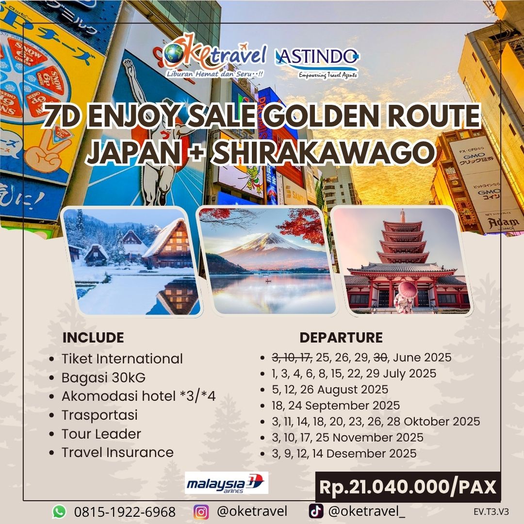 7D ENJOY SALE GOLDEN ROUTE JAPAN + SHIRAKAWAGO | 3 June 2025 - 14 Desember 2025 | by malaysia