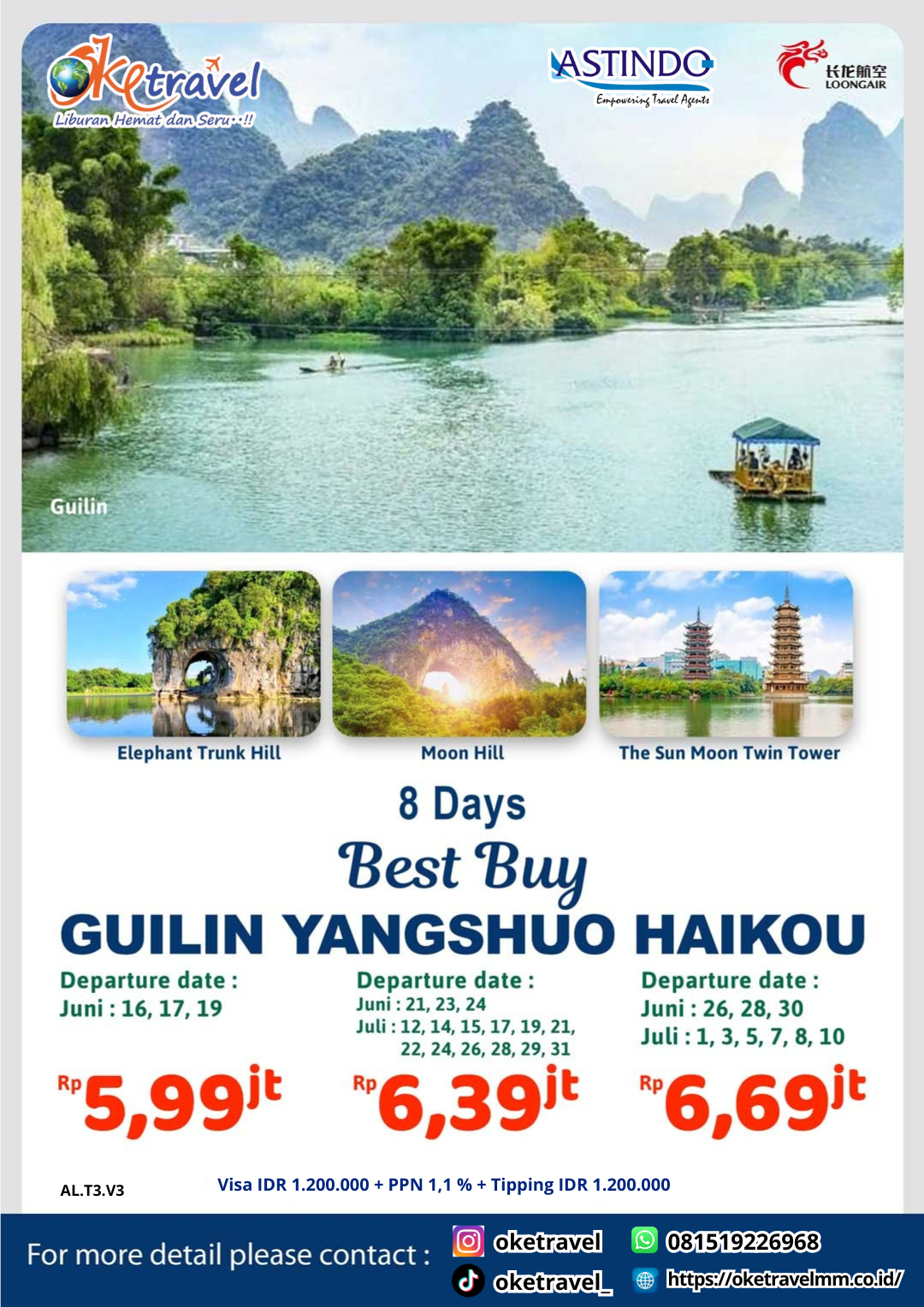 8D6N BEST BUY GUILIN YANGSHUO + HAIKOU | DEP JUN & JUL | BY GJ