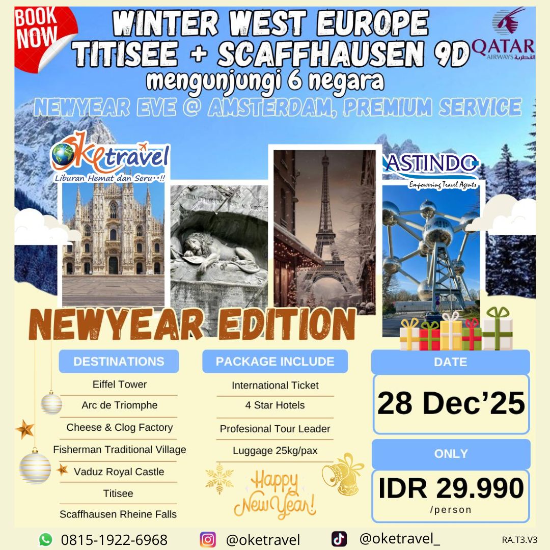 NEWYEAR EDITION (6 NEGARA) WINTER WEST EUROPE TITISEE + SCAFFHAUSEN 9D | 28 DESEMBER 2025 | by qatar airlines | 