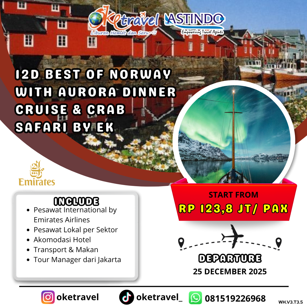 12D Best of Norway with Aurora Dinner Cruise & Crab Safari By EK