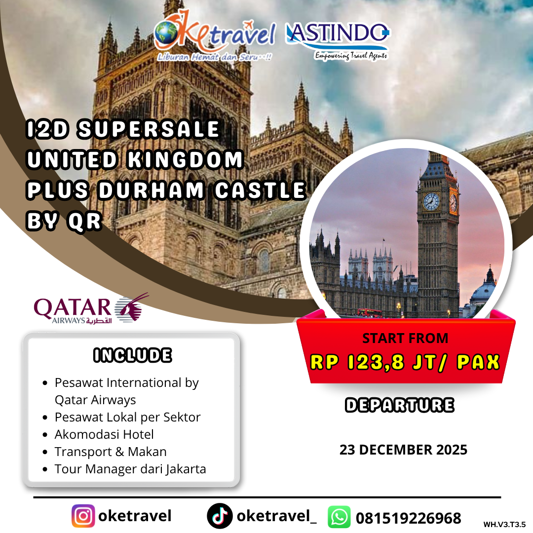 12D Supersale United Kingdom + Durham Castle By QR