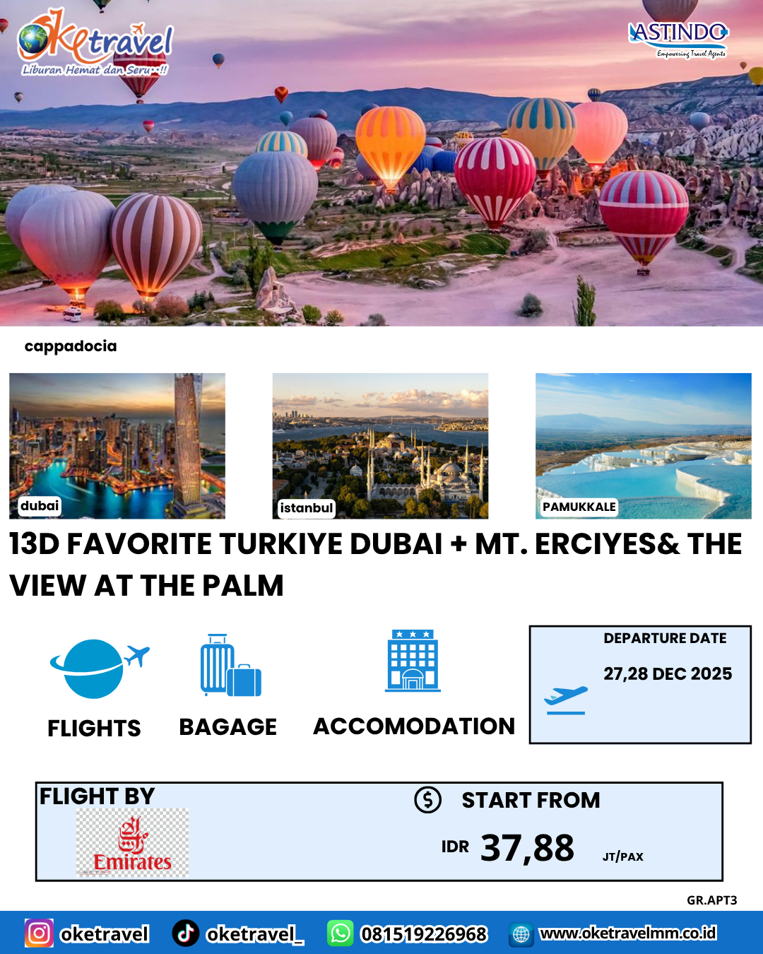 FAVORITE TURKIYE DUBAI + MT. ERCIYES & THE VIEW AT THE PALM | dep 27,28 des 2025 | by EK