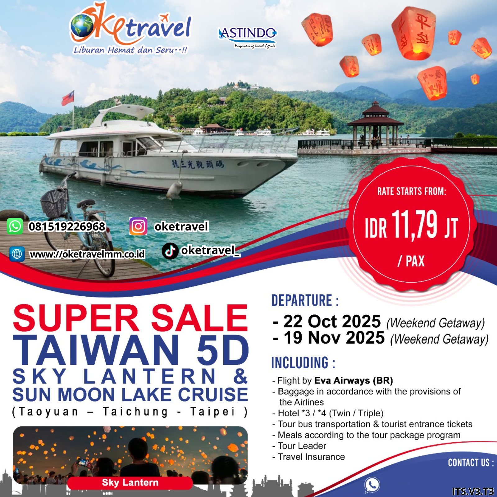 5D SUPER SALE TAIWAN +  SKY LANTERN & SUN MOON LAKE CRUISE | DEP 22 OCT, 19 NOV 2025 | by BR