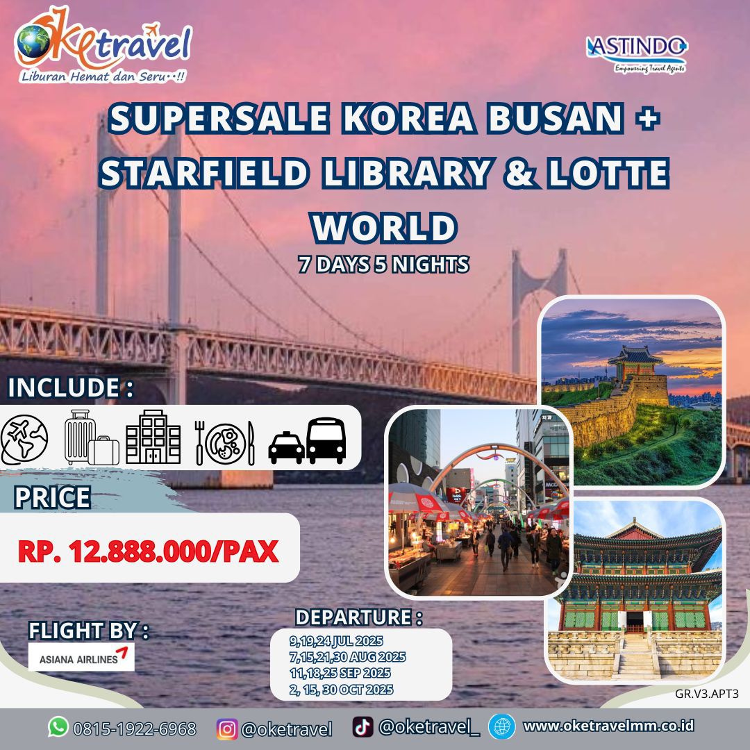 SUPERSALE KOREA BUSAN + STARFIELD LIBRARY & LOTTE WORLD | DEP JUL-OCT 2025 | by OZ