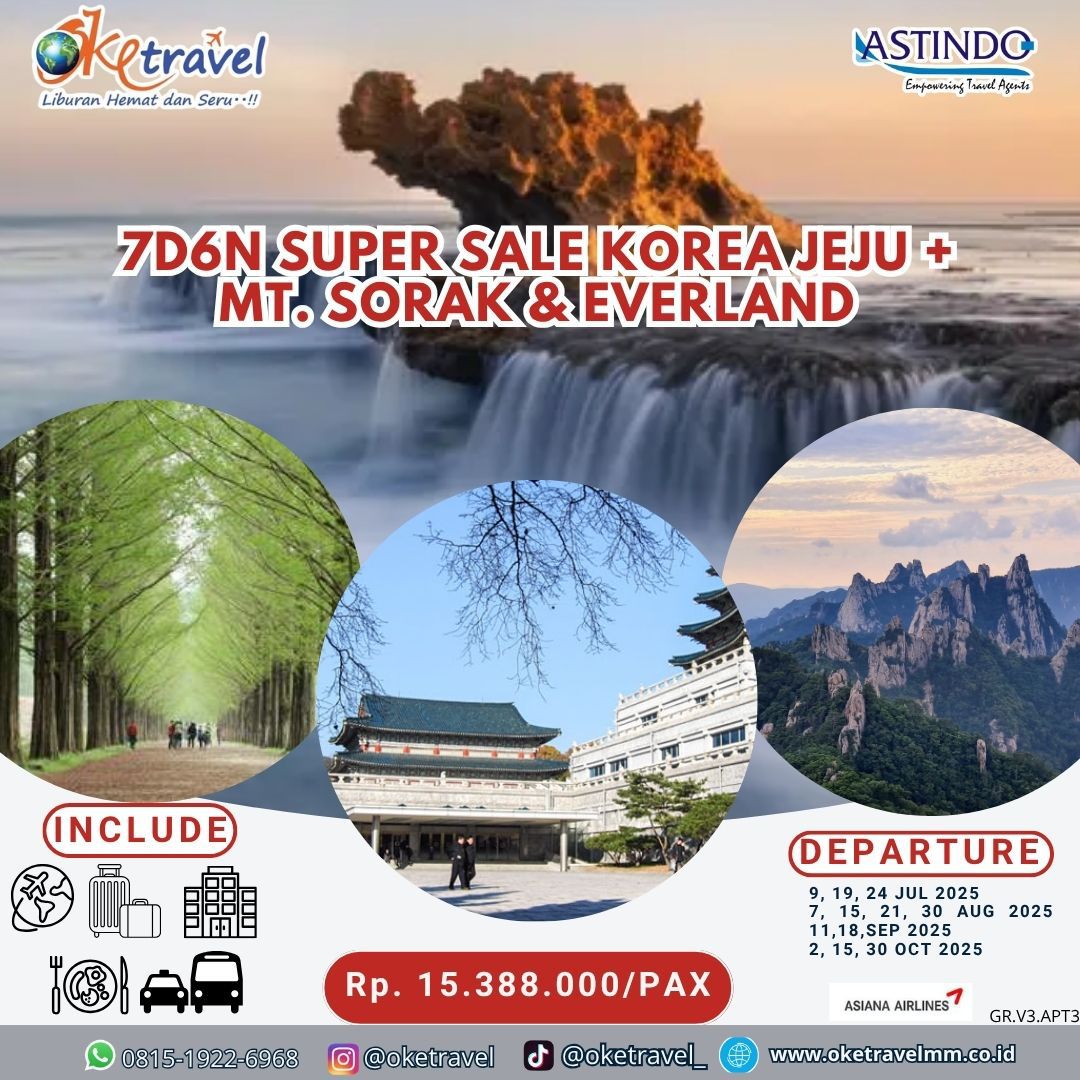 SUPER SALE KOREA JEJU + MT. SORAK & EVERLAND | DEP JUL-OCT 2025 | by OZ