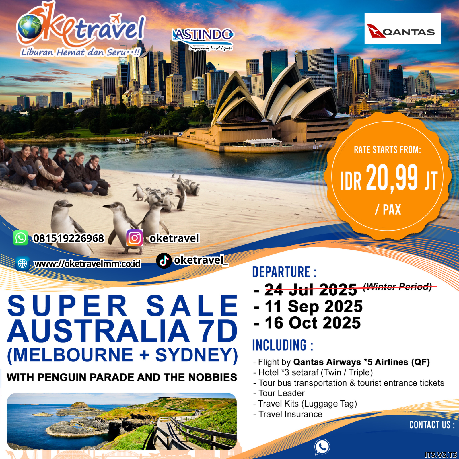 7D SUPER SALE AUSTRALIA (MELBOURNE+SYDNEY) | DEP 11 SEPT, 16 OCT 2025 | by QF