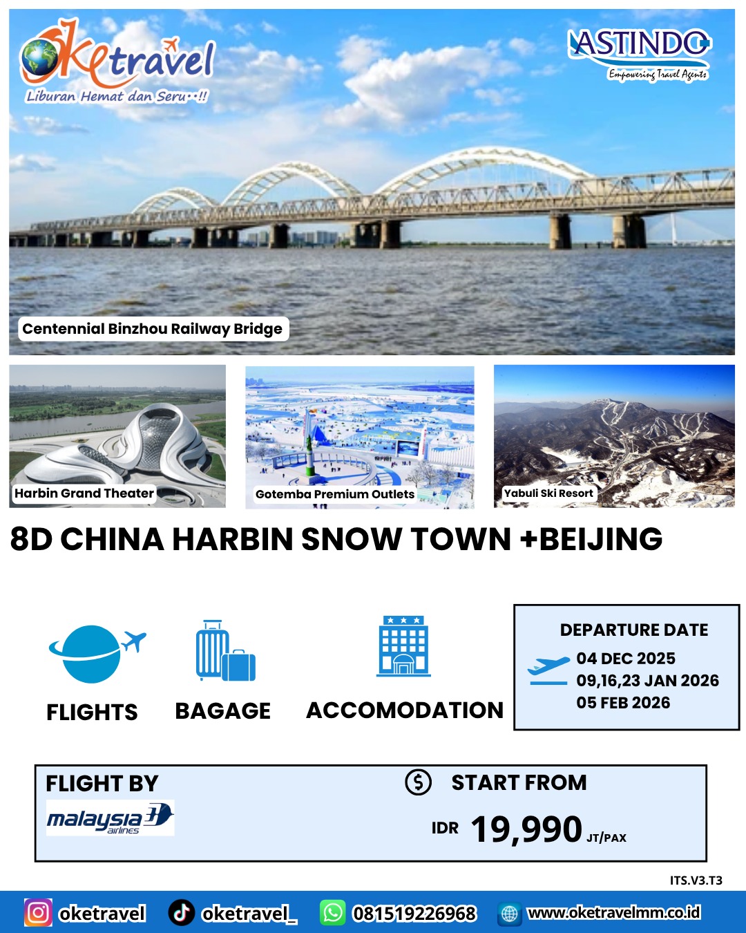 8D CHINA HARBIN SNOW TOWN +BEIJING | DEP 04 DEC 2025, 09,16,23 JAN 2026, 05 FEB 2026 | by MH