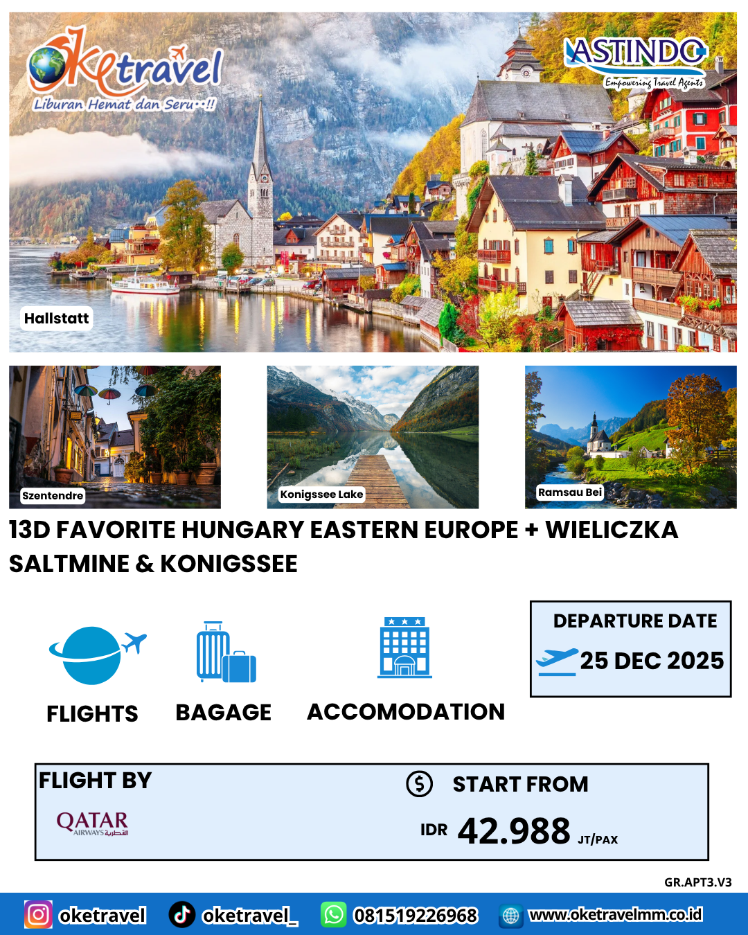 13D FAVORITE HUNGARY EASTERN EUROPE +   WIELICZKA SALTMINE & KONIGSSEE | DEP 25 DEC 2025 | by QR