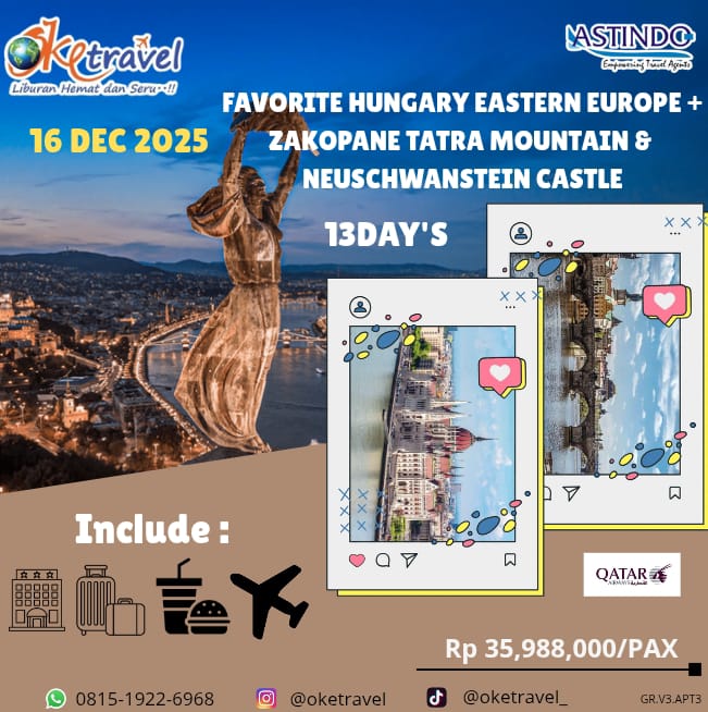 FAVORITE HUNGARY EASTERN EUROPE + ZAKOPANE TATRA MOUNTAIN &  NEUSCHWANSTEIN CASTLE  | DEP 16 DEC 2025 | by QR