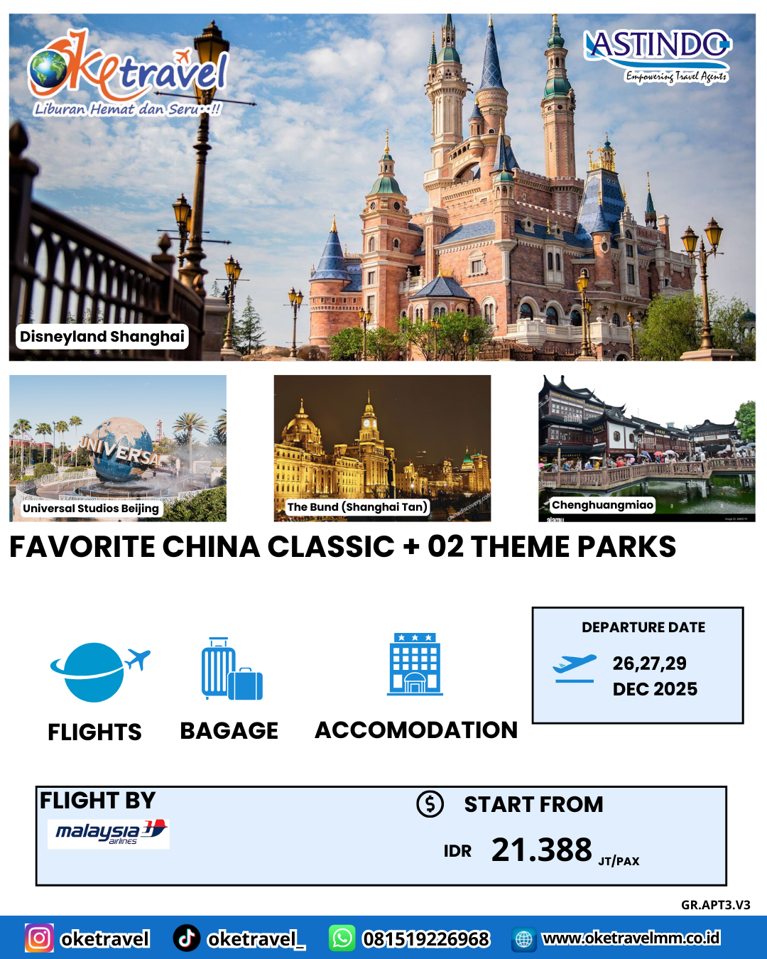 FAVORITE CHINA CLASSIC + 02 THEME PARKS | DEP 26,27,29 DEC 2025 | by MH