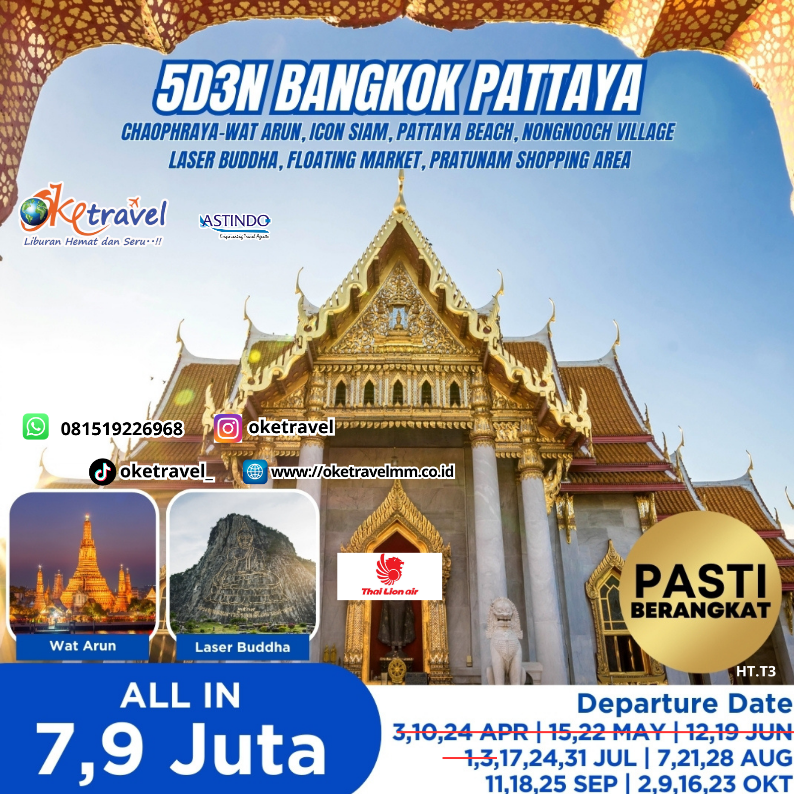 5D3N BANGKOK PATTAYA | DEP 17,24,31 JUL, 7,21,28 AUG, 11,18, 25 SEP, 2,9,16,23 OCT 2025 | by SL