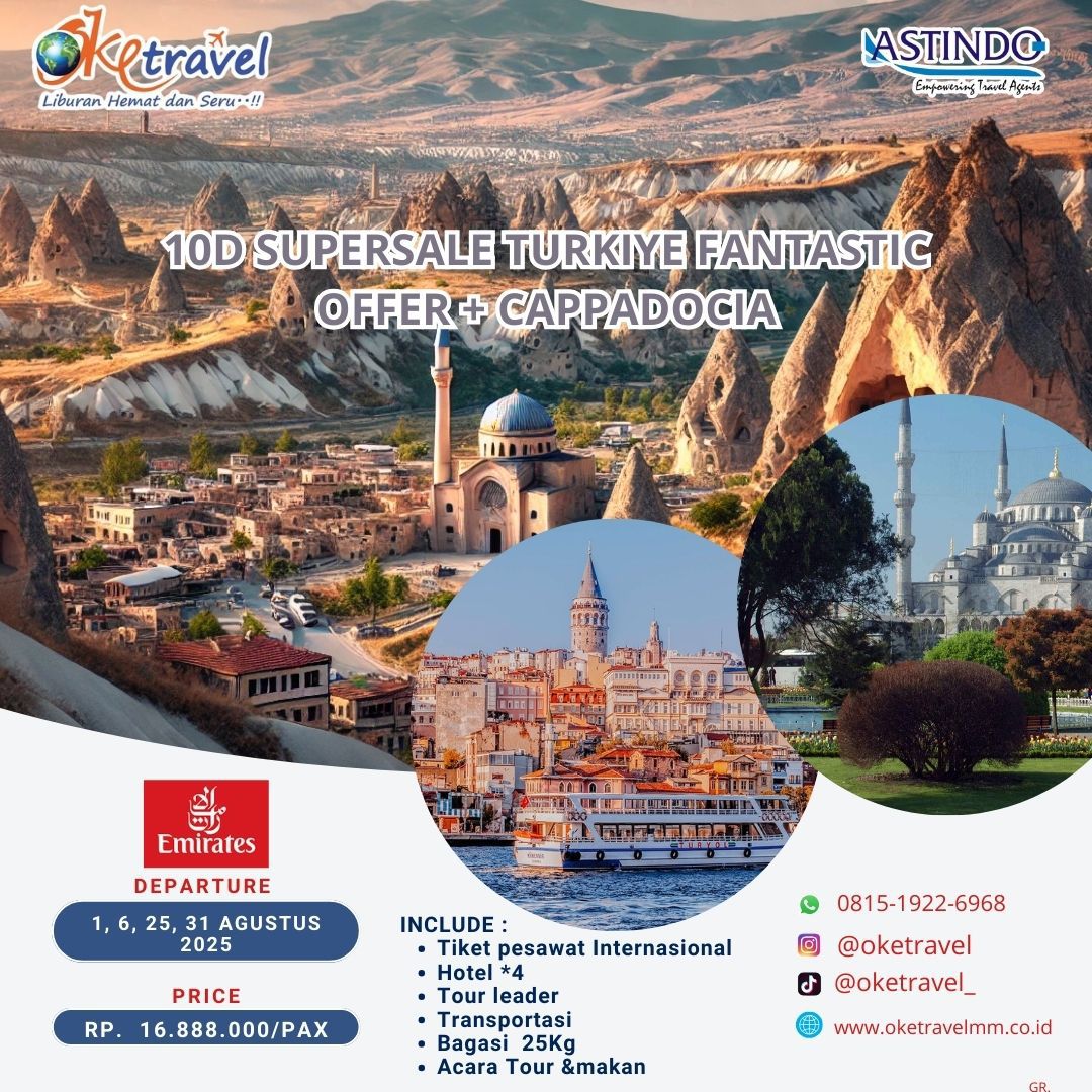 SUPERSALE TURKIYE FANTASTIC OFFER + CAPPADOCIA | DEP 01,06,25,31 AUG 2025 | by EK