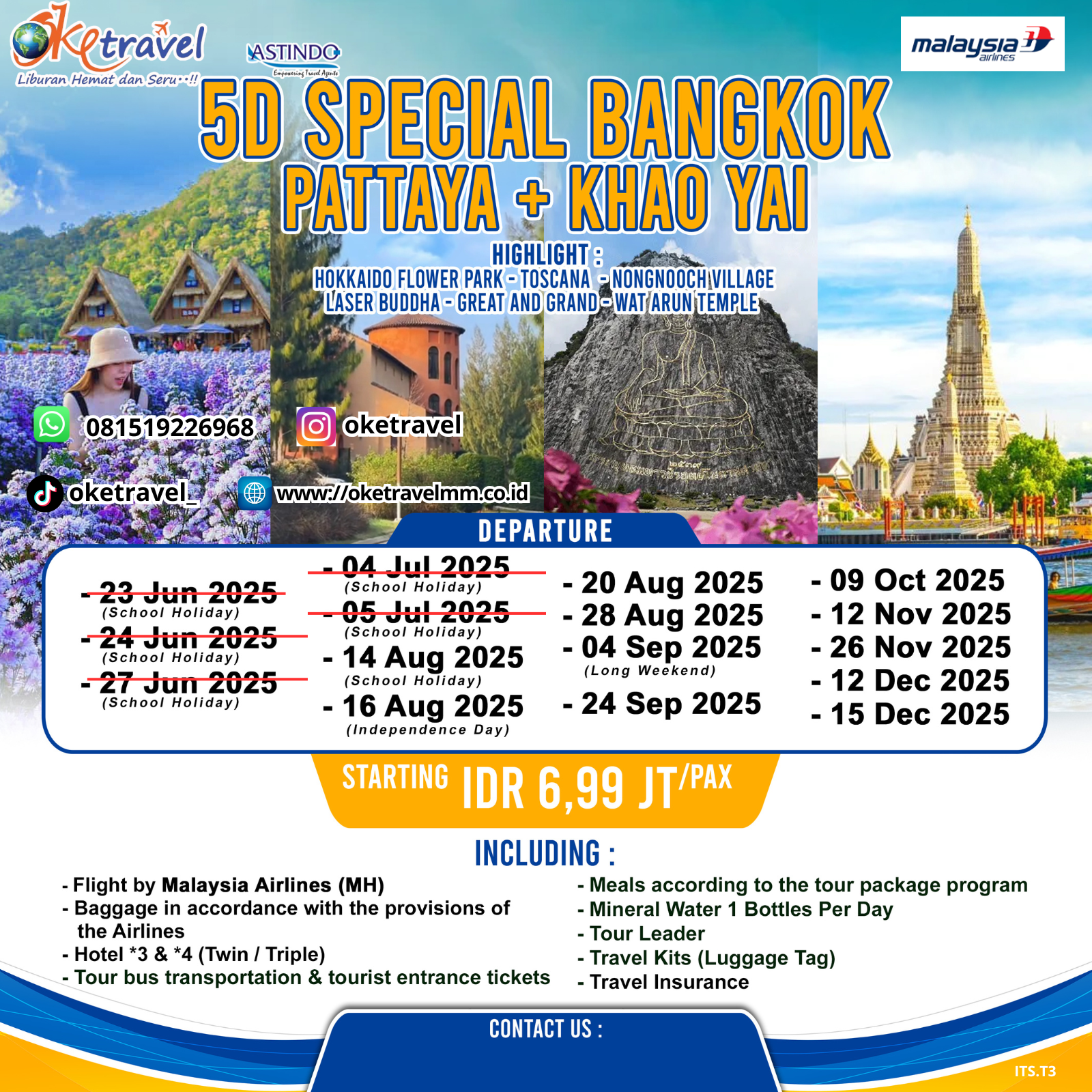 5D4N SPECIAL BANGKOK-PATTAYA+KHAO YAI | DEP AUG - DEC 2025 | by MH