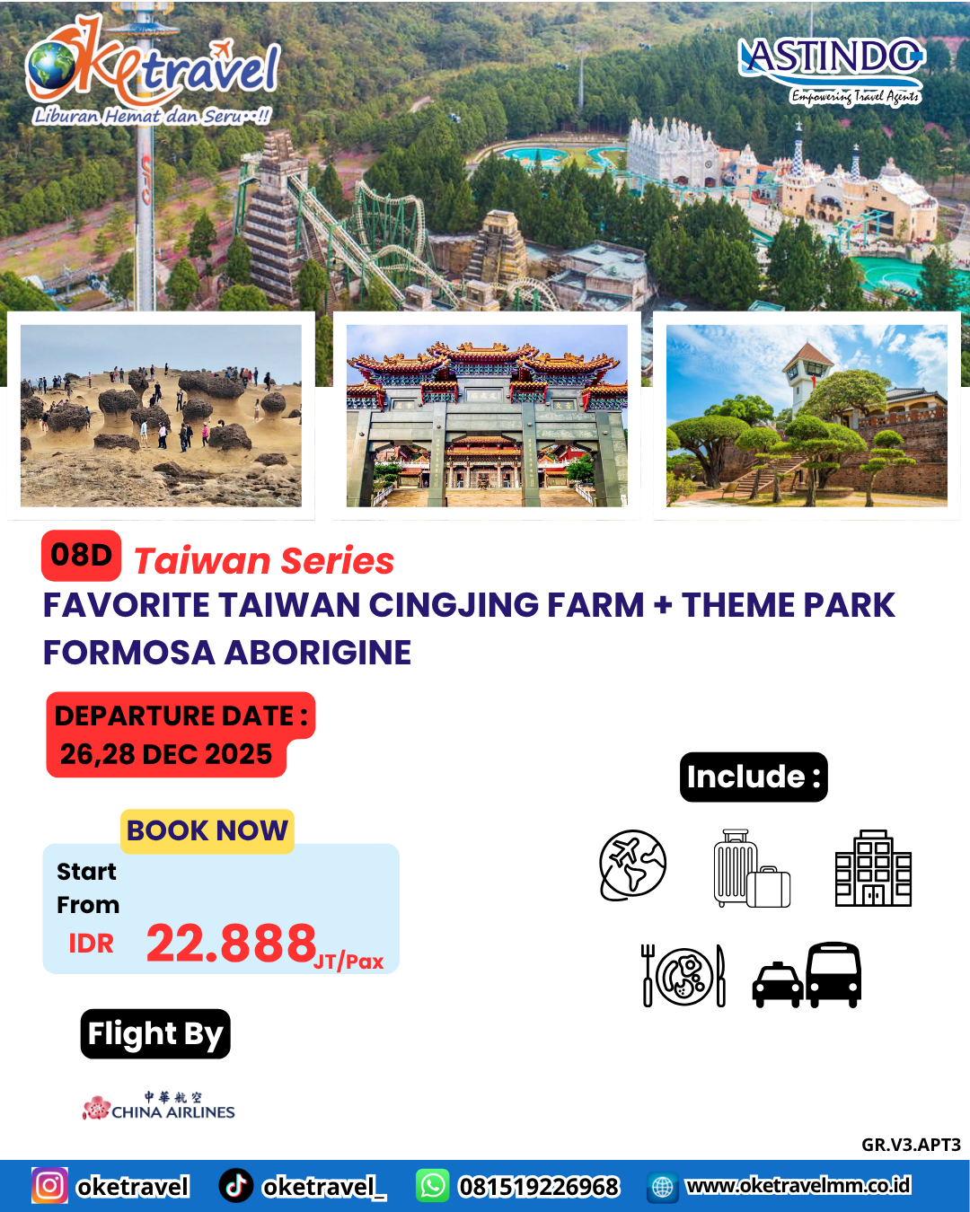 FAVORITE TAIWAN CINGJING FARM + THEME  PARK FORMOSA ABORIGINE | DEP 26,28 DEC 2025 | by CI