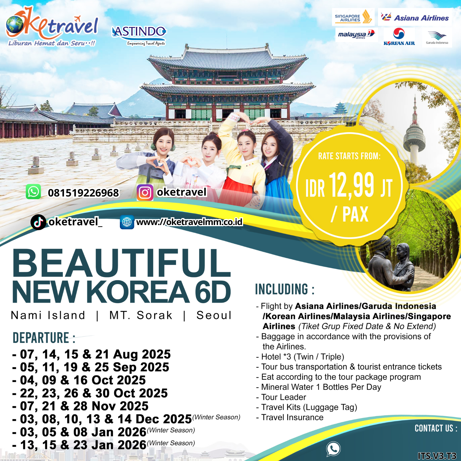 BEAUTIFUL NEW KOREA 6D | DEP AUG - DEC 2025, JAN 2026 | by OZ, SQ, MH, KE, GA