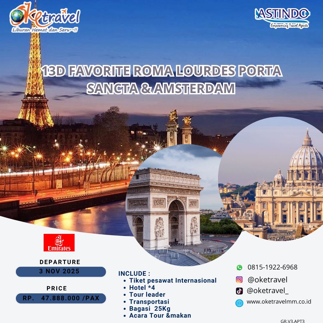 13D FAVORITE ROMA LOURDES PORTA SANCTA & AMSTERDAM | DEP 3 NOV 2025 | by EK