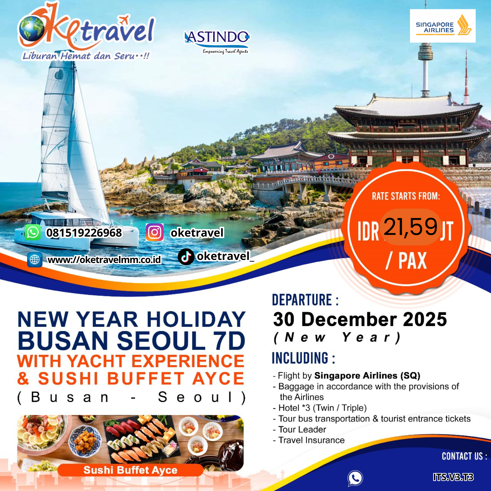 7D NEW YEAR BUSAN SEOUL WITH YACHT EXPERIENCE | DEP 30 DEC 2025 | by SQ