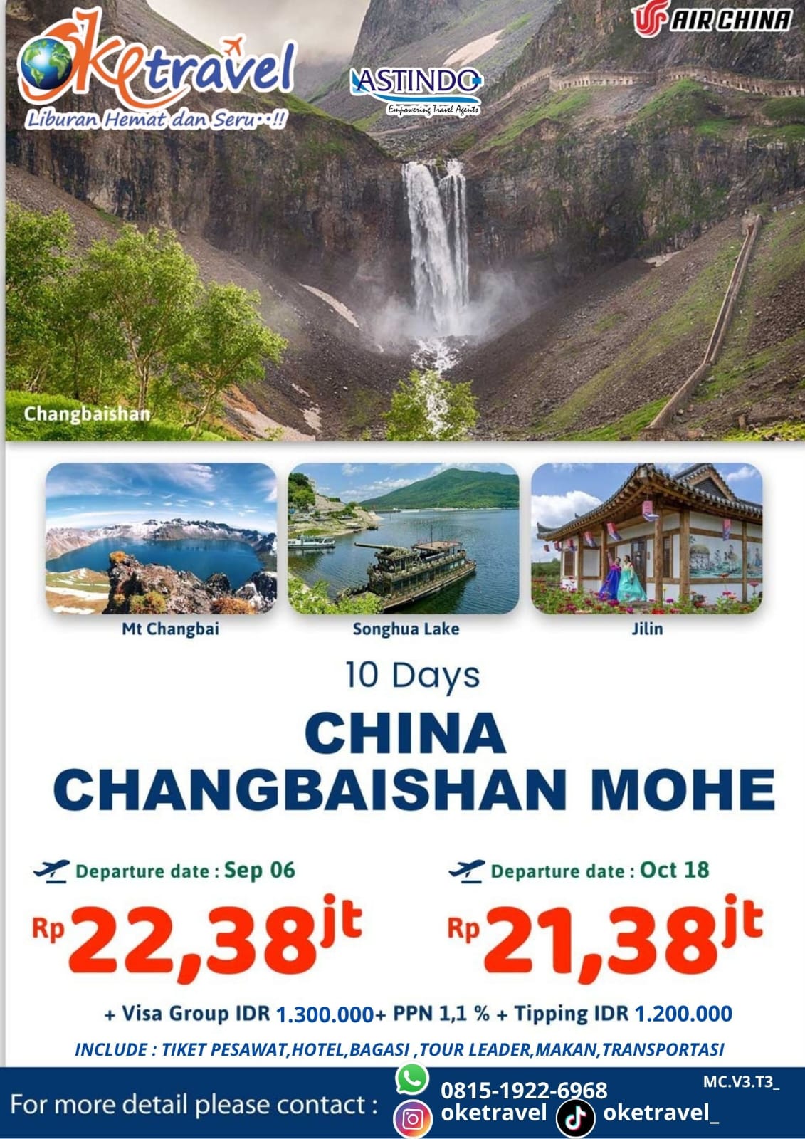 10D CHINA CHANGBAISHAN MOHE | DEP 06 SEP , 18 OCT | by AIR CHINA