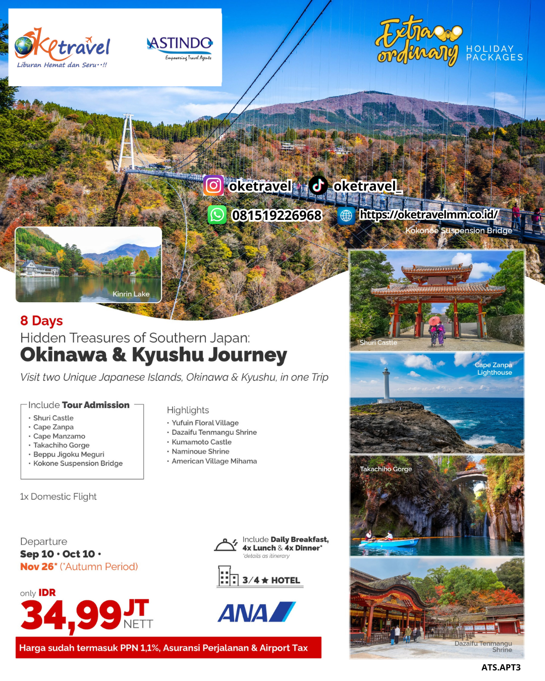 8D HIDDEN TREASURES OF SOUTHERN JAAN OKINAWA & KYUSHU JOURNEY | DEP 10 SEP, 10 OCT | by NH