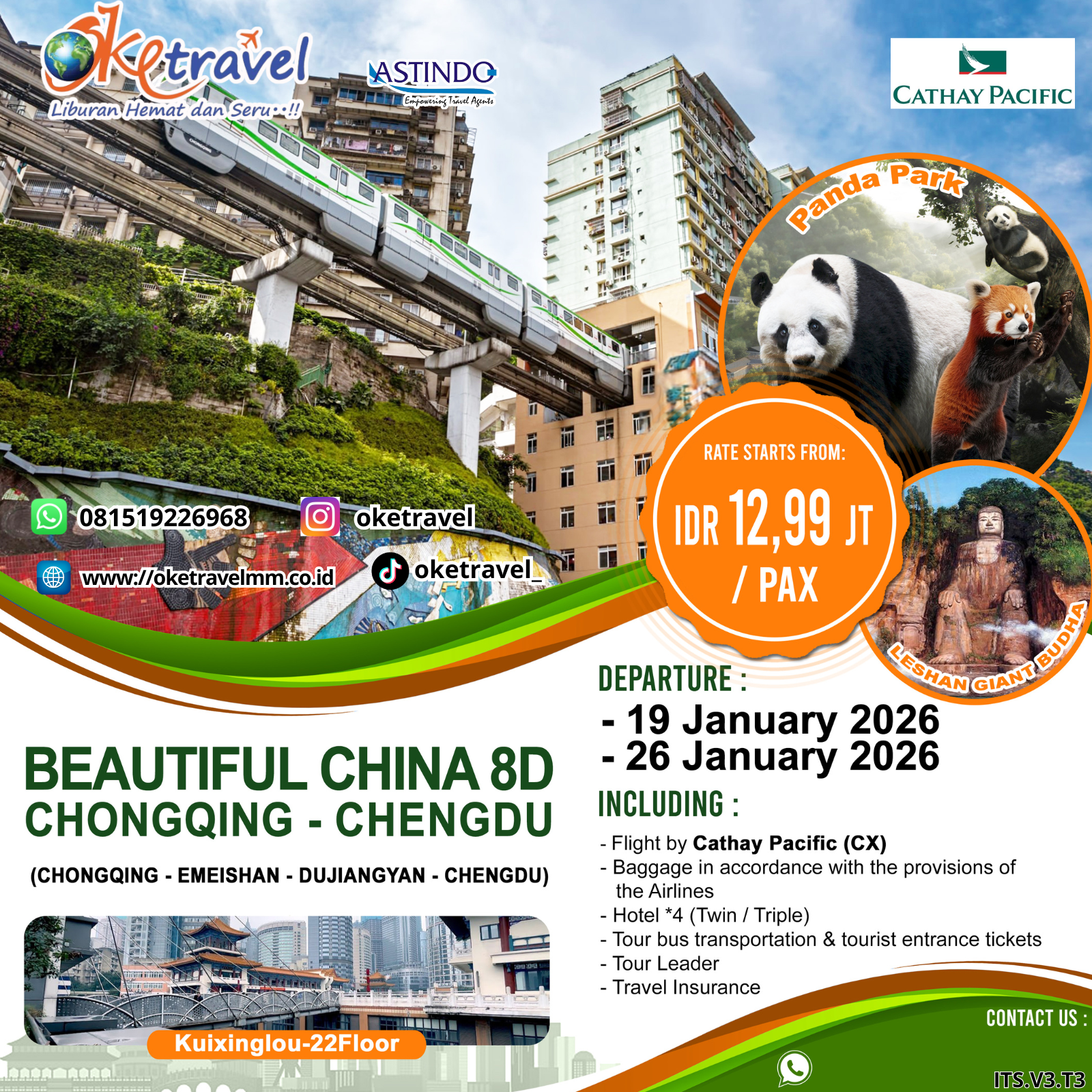 8D BEAUTIFUL CHINA CHONGQING  CHENGDU | DEP 19,26 JAN 2026 | by CX
