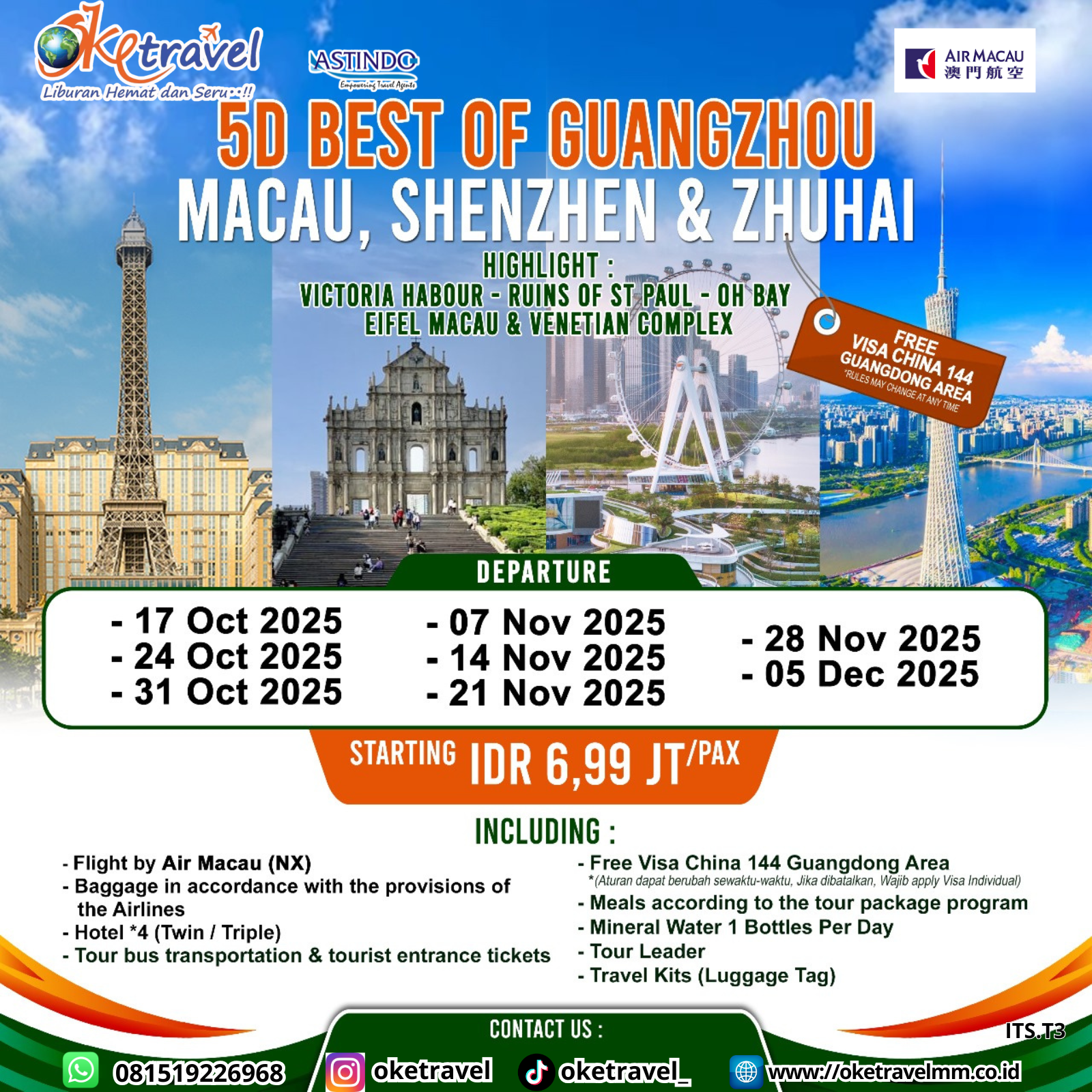 5D BEST OF GUANGZHOU MACAU SHENZHEN  AND ZHUHAI | DEP OCT -  DEC | by NX