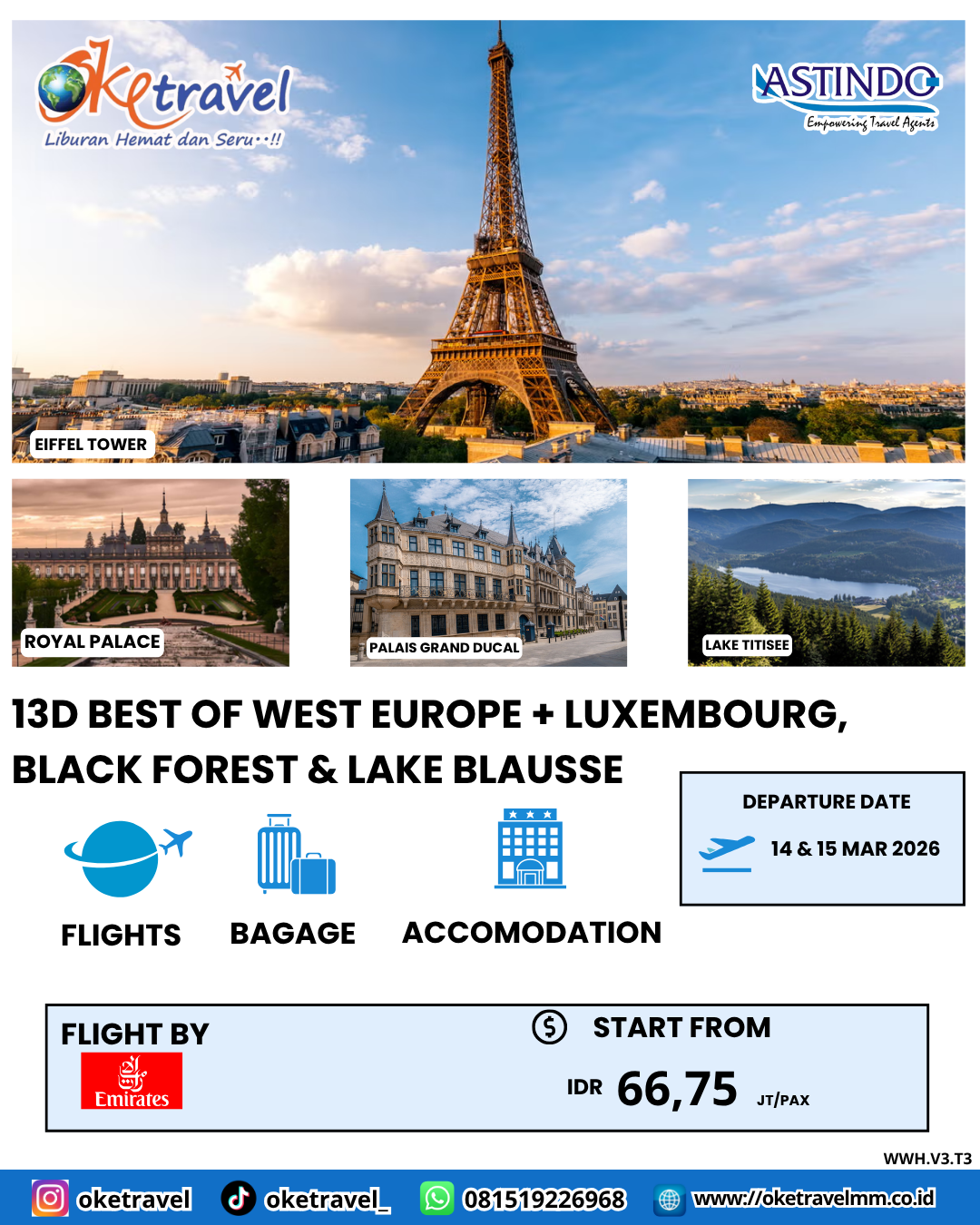 13D BEST OF WEST EUROPE + LUXEMBOURG,   BLACK FOREST & LAKE BLAUSSE | DEP 14 & 15 MAR 2026 | by EK