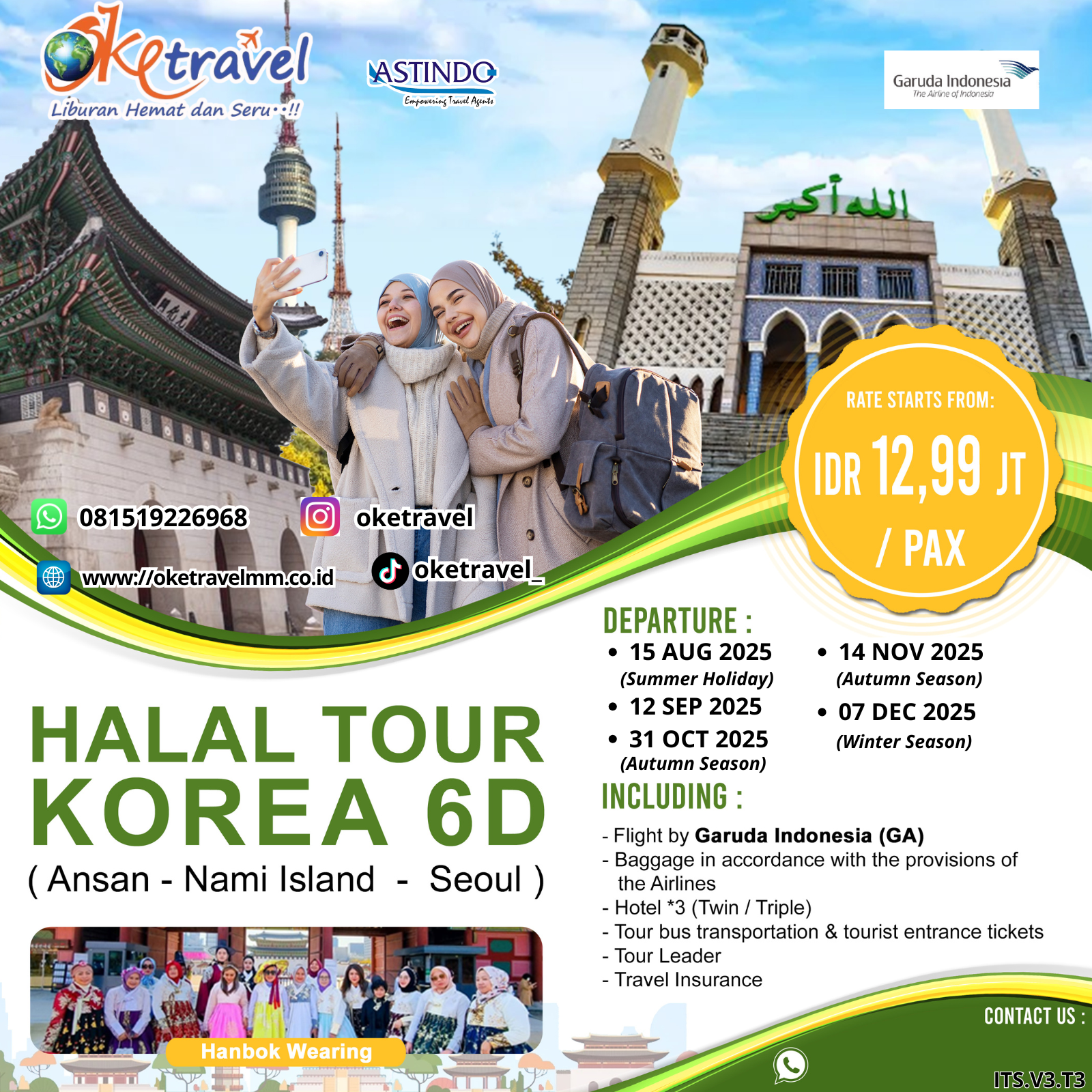 HALAL TOUR KOREA 6D | DEP 15 AUG, 12 SEP, 31 OCT, 14 NOV, 07 DEC 2025 | by GA