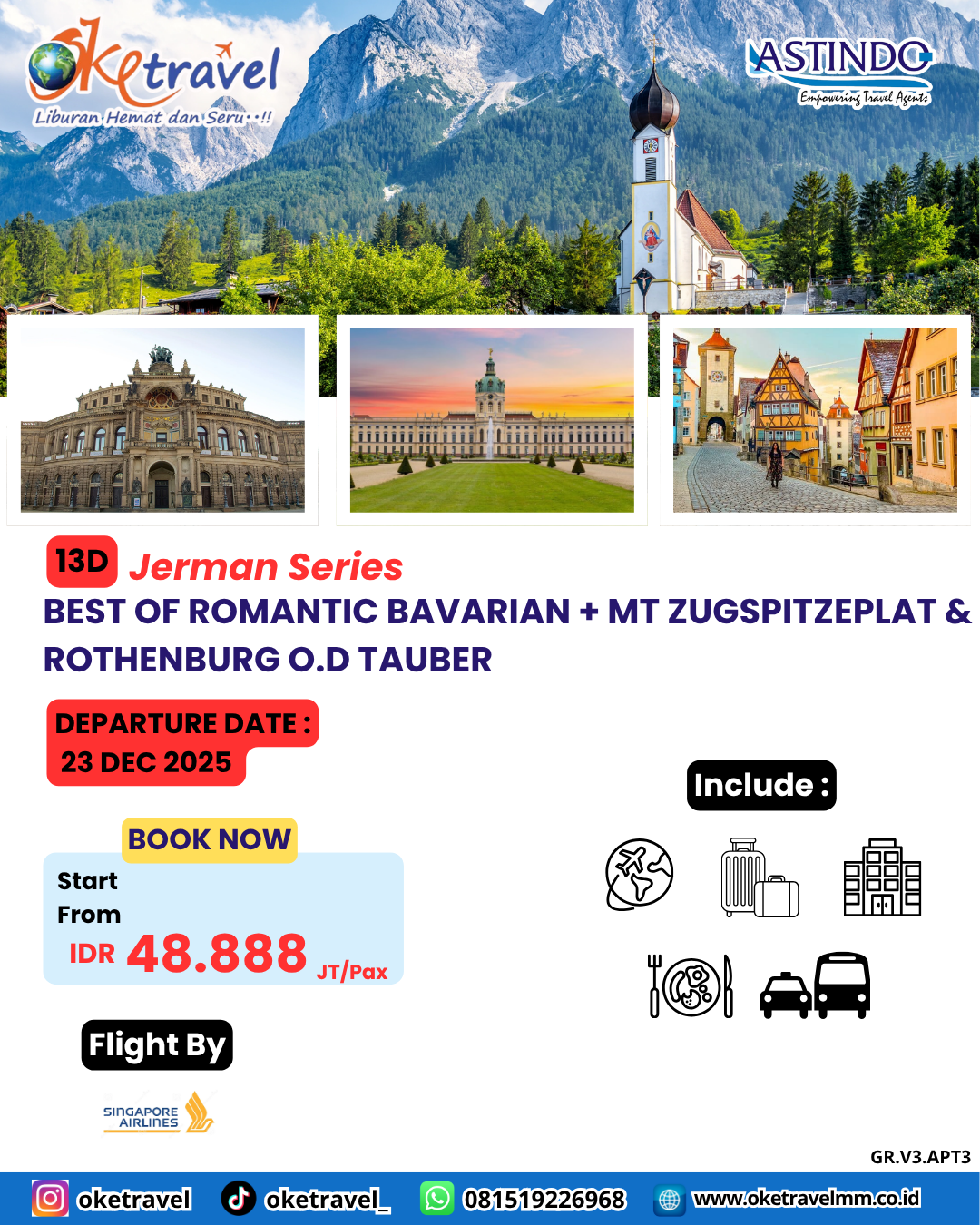13D BEST OF ROMANTIC BAVARIAN + MT ZUGSPITZEPLAT  & ROTHENBURG O.D TAUBER | DEP 23 DEC 2025 | by SQ
