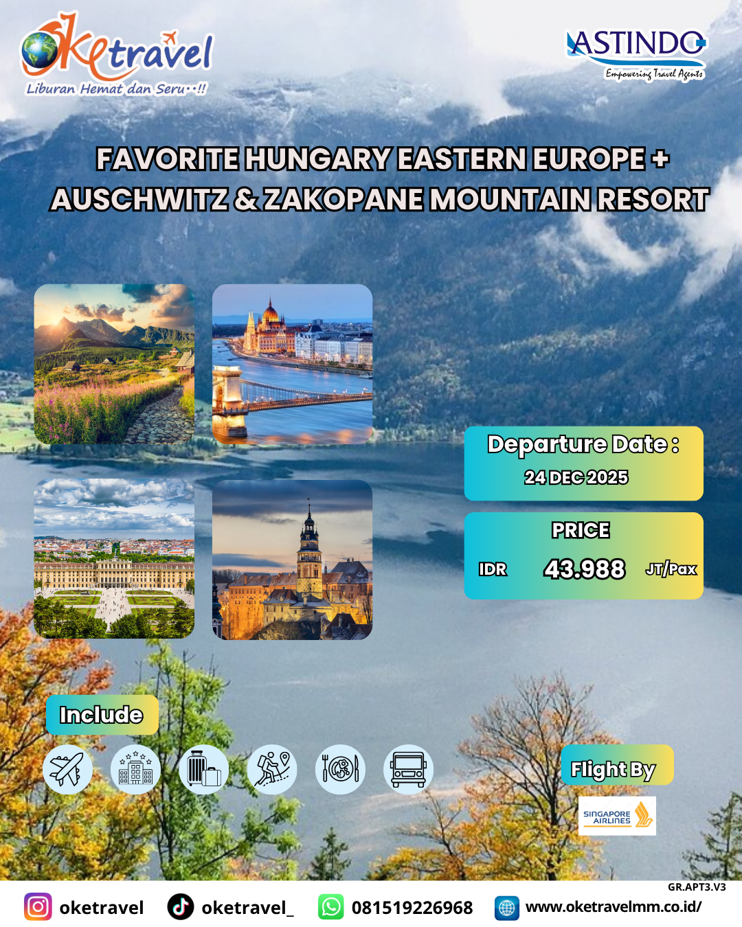 13D FAVORITE HUNGARY EASTERN EUROPE + AUSCHWITZ &  ZAKOPANE MOUNTAIN RESORT | DEP 24 DEC 2025 | by SQ