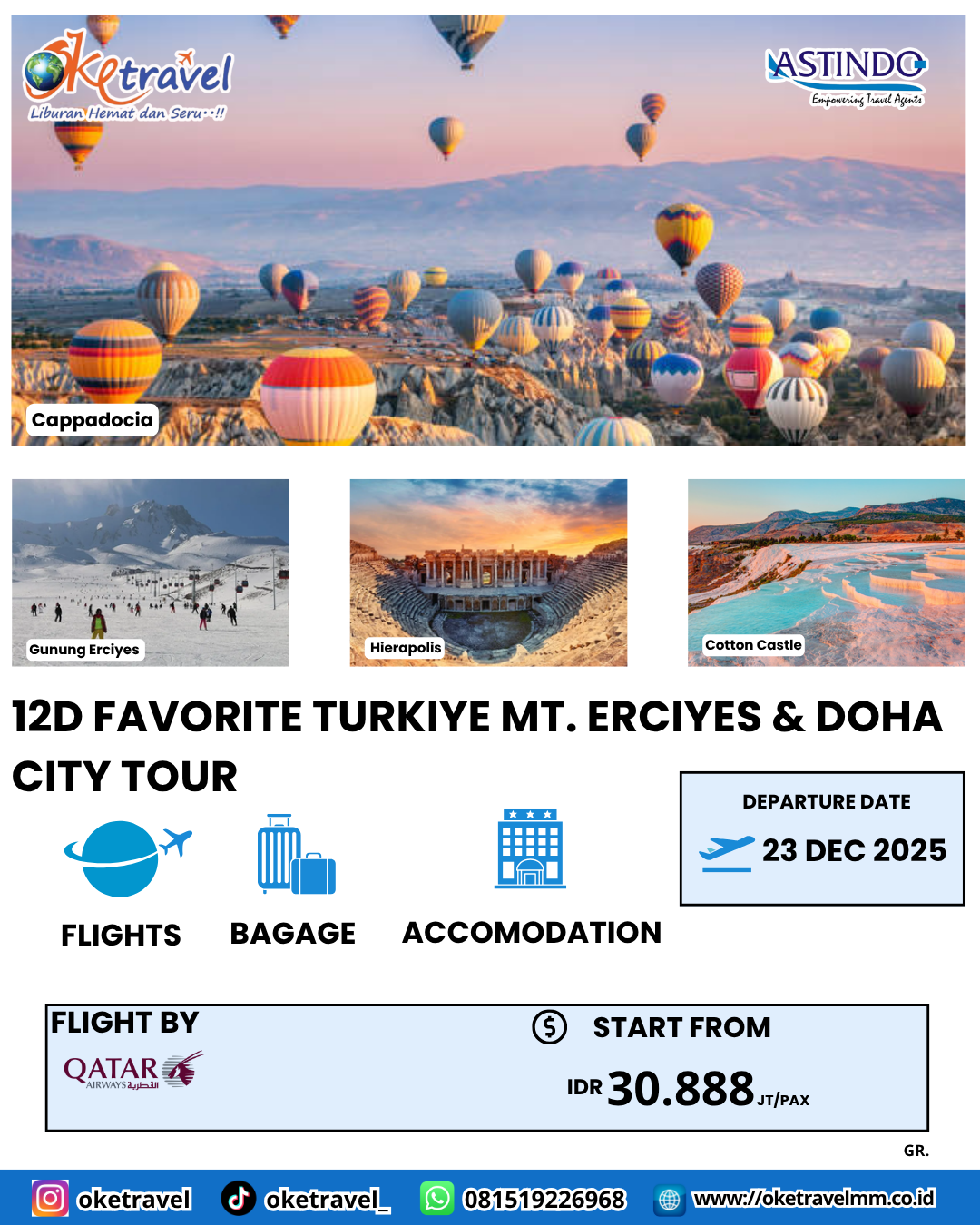 12D FAVORITE TURKIYE MT. ERCIYES & DOHA CITY TOUR | DEP 23 DEC 2025 | by QR