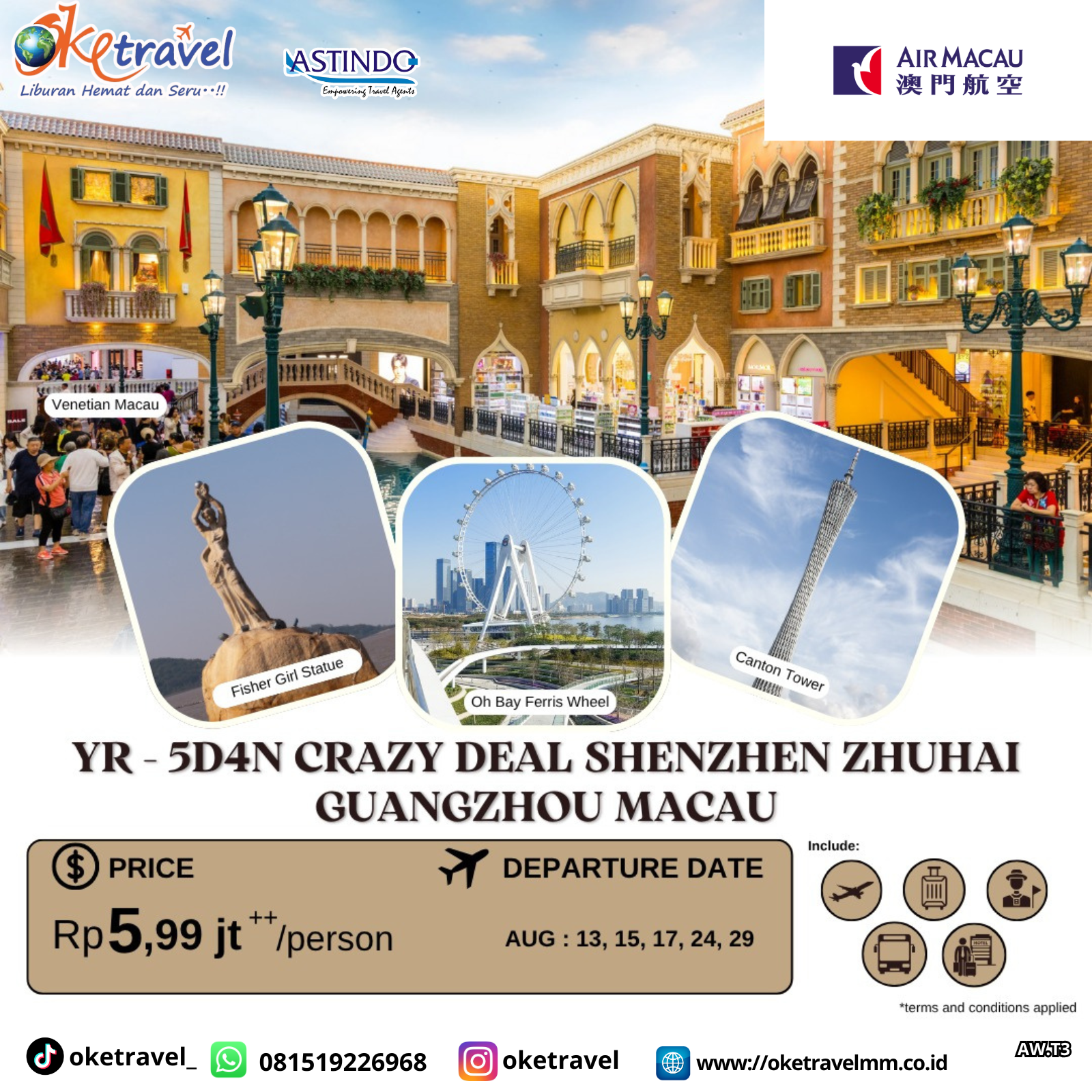 PROMO 5D4N SHENZHEN ZHUHAI GUANGZHOU MACAU | DEP 13,15,17, 24, 29 AUG 2025 | by NX 
