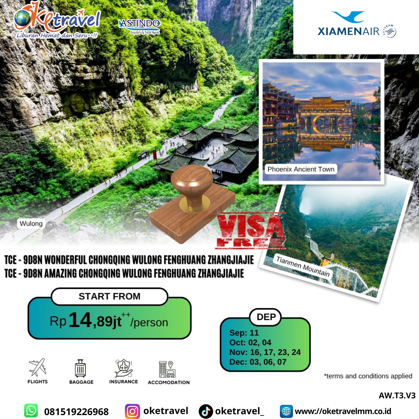 9D8N WONDERFUL CHONGQING WULONG  FENGHUANG ZHANGJIAJIE | DEP  16, 17, 23, 24  NOV, 3,6,7 DEC 2025 | by MF